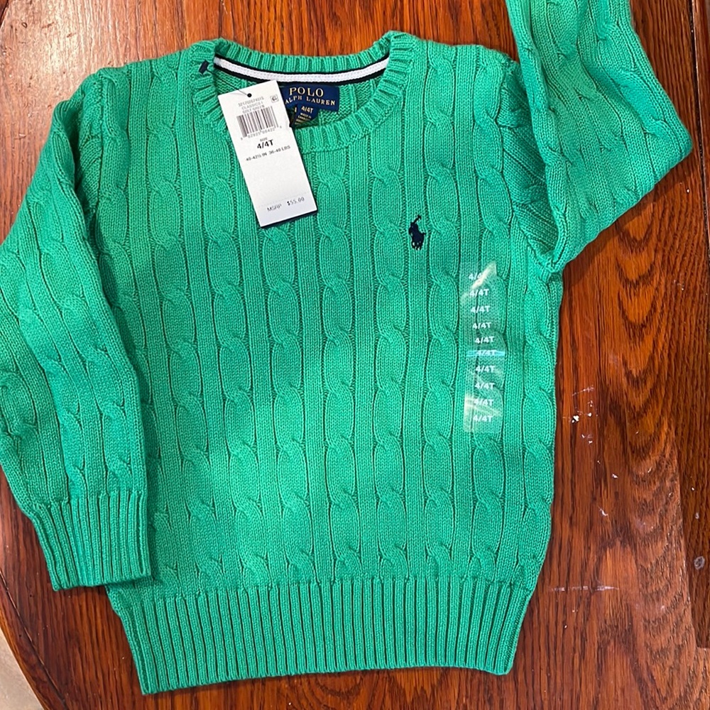 New with tags green polo Ralph Lauren sweater size 4T